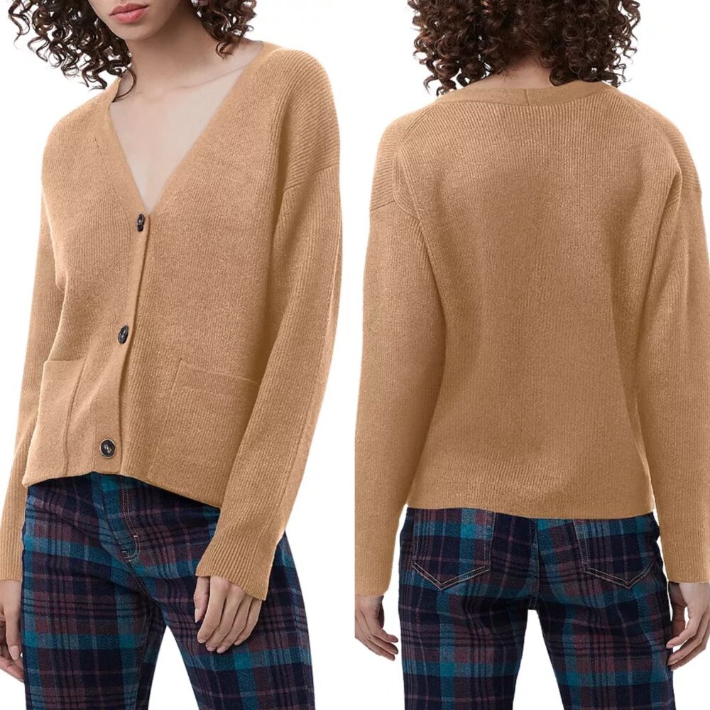 French Connection | Babysoft Tomasa Knit Cardigan | Camel | Sz L | NWT